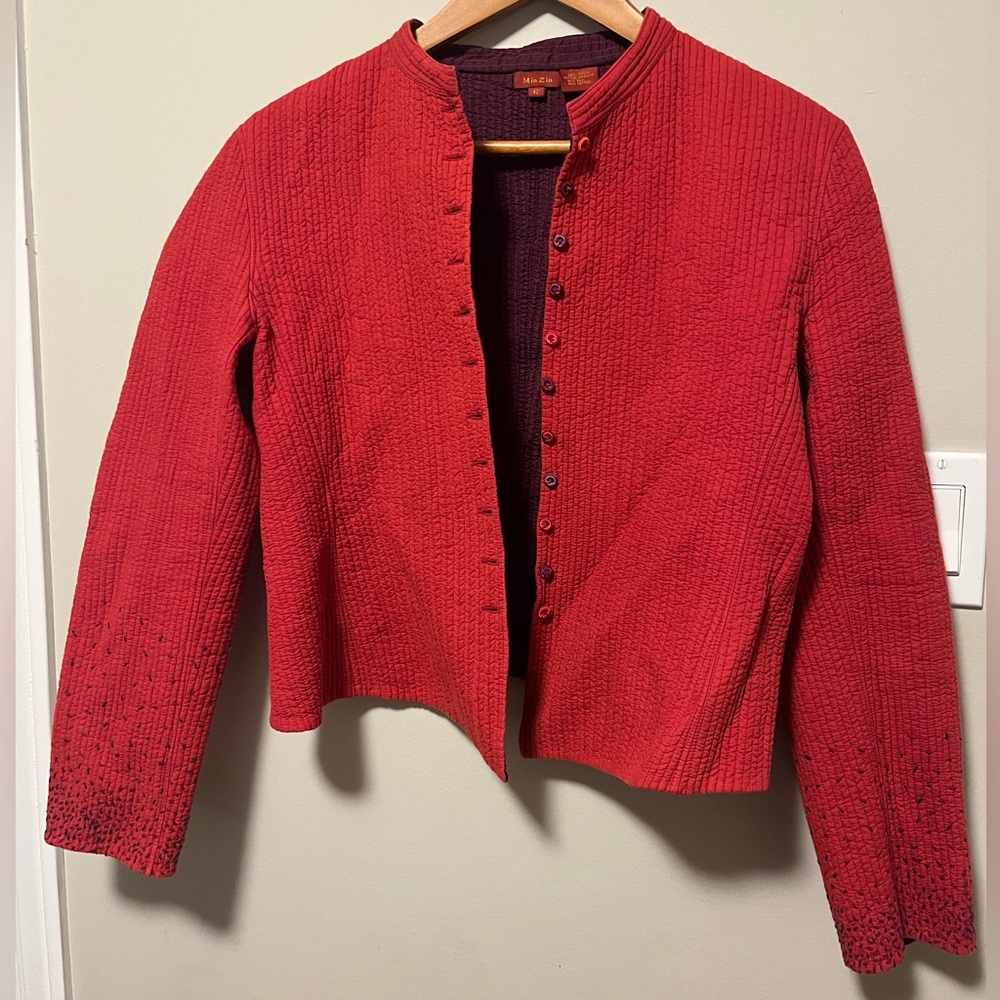 Reversible Mia Zia silk blend button-down jacket size 42/10-12